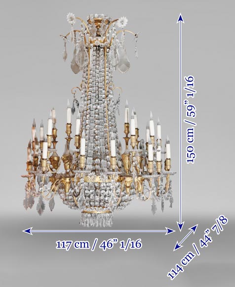 Lustre en bronze doré décoré de cristaux-10