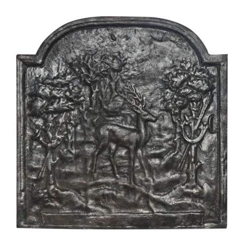 Petite plaque de cheminée au cerf, évocation de la chasse