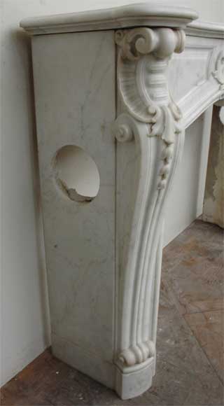Cheminée Louis XV en marbre de Carrare du XIXè siècle-6