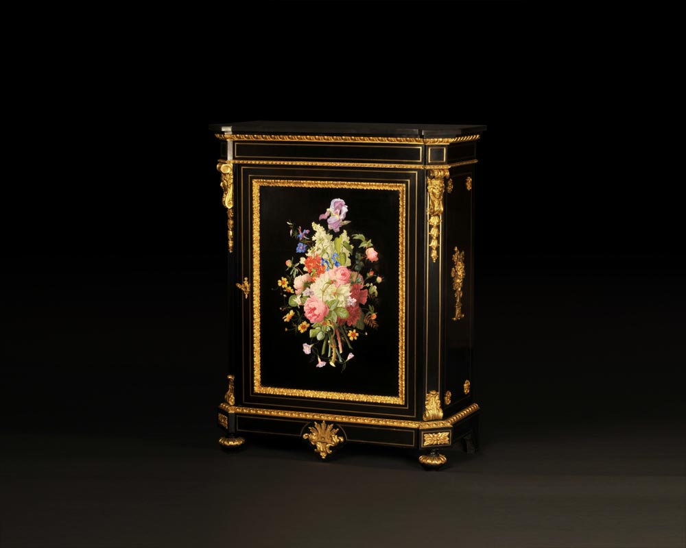 Julien-Nicolas RIVART (1802-1867) et Pierre-Joseph GUEROU - Paire de meubles d’appui à décor de bouquet en marqueterie de porcelaine-2