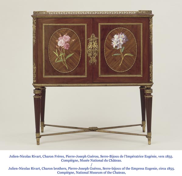 Julien-Nicolas RIVART (1802-1867) et Pierre-Joseph GUEROU - Paire de meubles d’appui à décor de bouquet en marqueterie de porcelaine-7