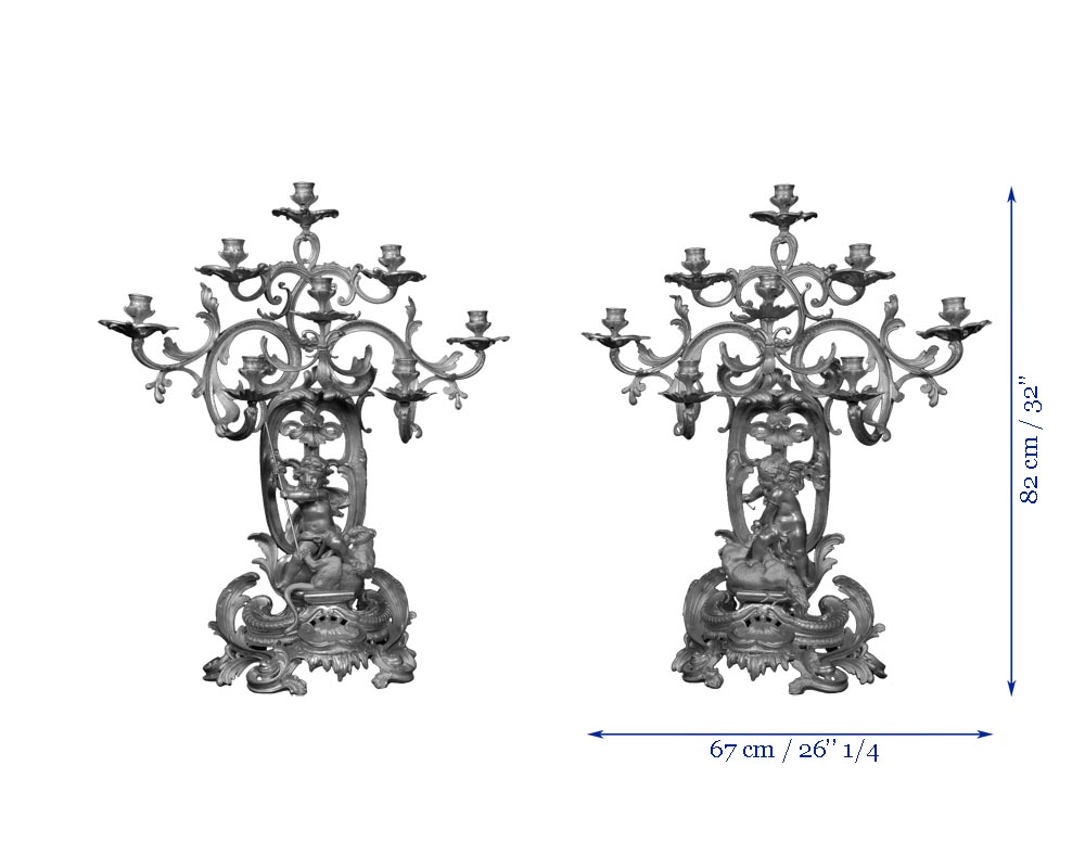 Henri HOUDEBINE et DEMAY « Putti à la chasse » Paire de candélabres présentée à l'Exposition Universelle de 1855-7