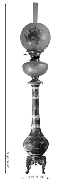 Superbe vase en faïence de Satzuma à personnages monté en lampe avec des bronzes attribués à Ferdinand Barbedienne-10