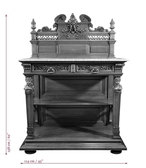 VEROT, ébéniste - Mobilier de salle à manger de style Néo-Renaissance en noyer sculpté-11