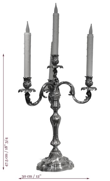 Exceptionelle paire de chandeliers de style Louis XV en argent par BOIN-TABURET-6