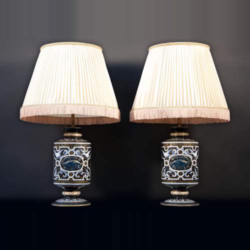 Edouard DAMMOUSE - Paire de lampe de style Néo-Renaissance datée de 1885