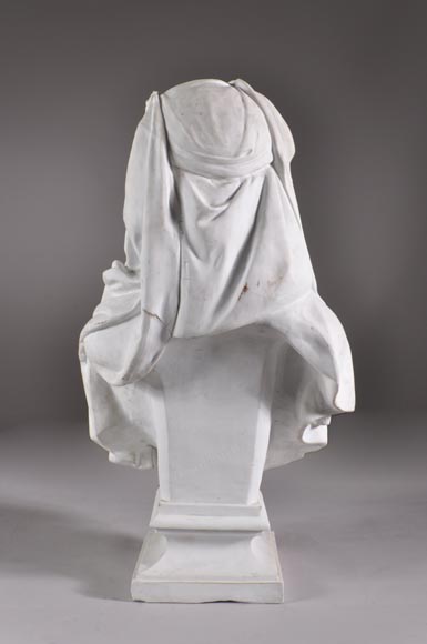 Albert-Ernest Carrier de Belleuse dit « CARRIER-BELLEUSE » (1824 - 1887) (d'après), Buste de jeune fille en biscuit-5