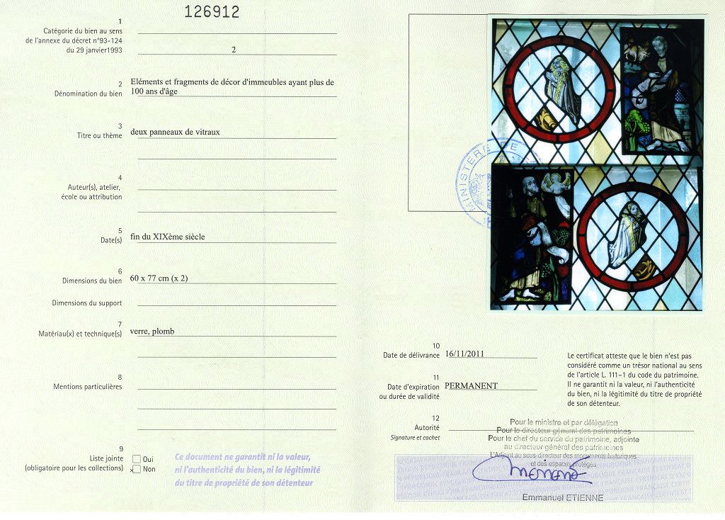 Certificat d'exportation