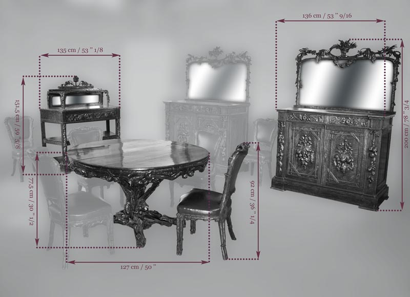 Matthieu (1815-1889) et Willem (1816-1881) HORRIX (attrib. à) Importante salle à manger dans le goût « Forêt Noire ».-17