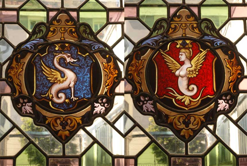 Double paire de vitraux signée H. Mathieu et datée de 1880-15