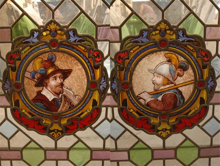 Double paire de vitraux signée H. Mathieu et datée de 1880-16