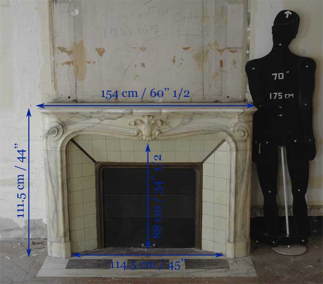Antique Louis XV style fireplace in a Grey Panazeau marble_fr
