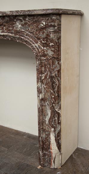 Cheminée ancienne d'époque Régence en marbre de Rance du XVIIIè siècle-5