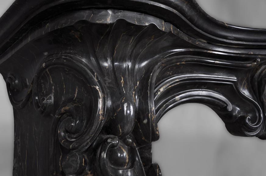Cheminée ancienne de style Napoléon III en scagliola imitation marbre Portor-4