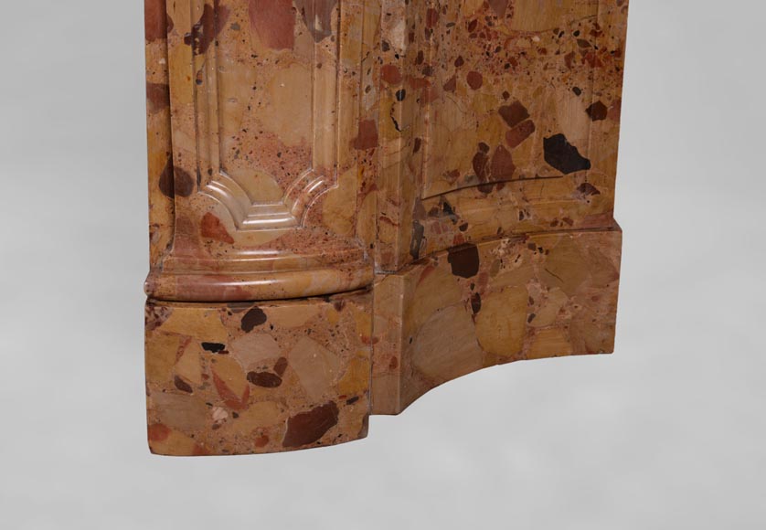 Rare cheminée ancienne d'époque Régence en Brèche d'Alep avec son jeu de fontes -8