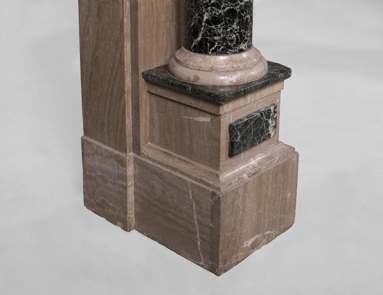 Cheminée ancienne de style Napoléon III à colonnes détachées en marbre Vert de Mer-5