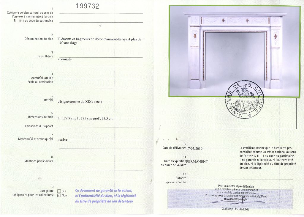 Certificat d'exportation