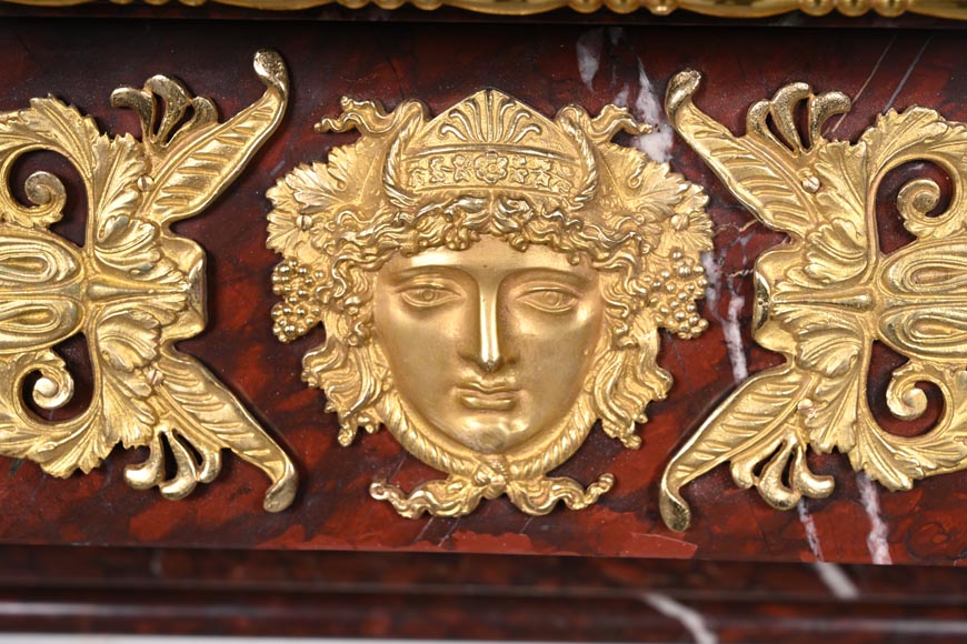 Cheminée Empire en marbre Rouge Griotte et bronzes dorés Cheminée Empire en marbre Rouge Griotte et bronzes dorés-2