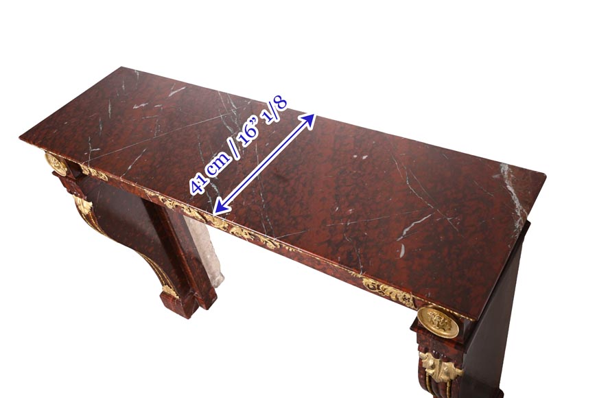 Cheminée Empire en marbre Rouge Griotte et bronzes dorés Cheminée Empire en marbre Rouge Griotte et bronzes dorés-12