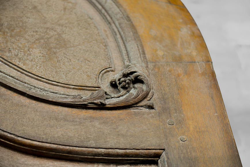 Importante et rare porte cochère d'immeuble Haussmannien en chêne, fin du XIXè siècle-6