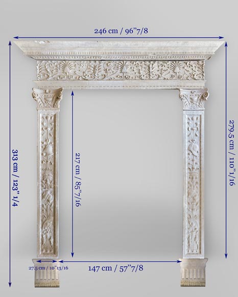 Important passage de porte ancien en pierre marbrière, époque Renaissance -9