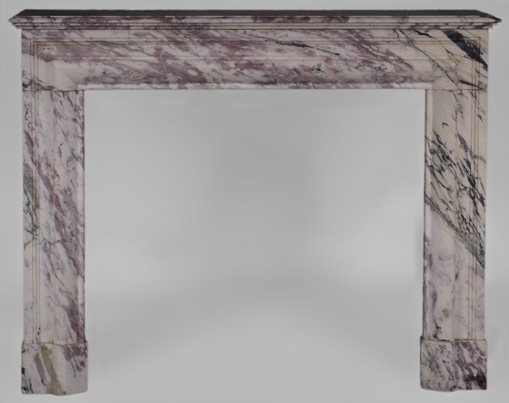 Cheminée en marbre de style Louis XIV à acrotère - Marbre