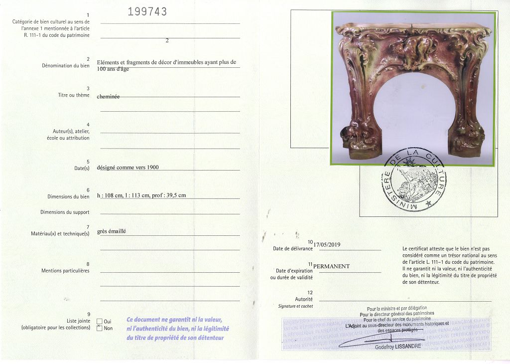 Certificat d'exportation