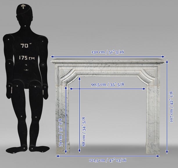 Cheminée de style Louis XIV en marbre de Carrare moucheté-10