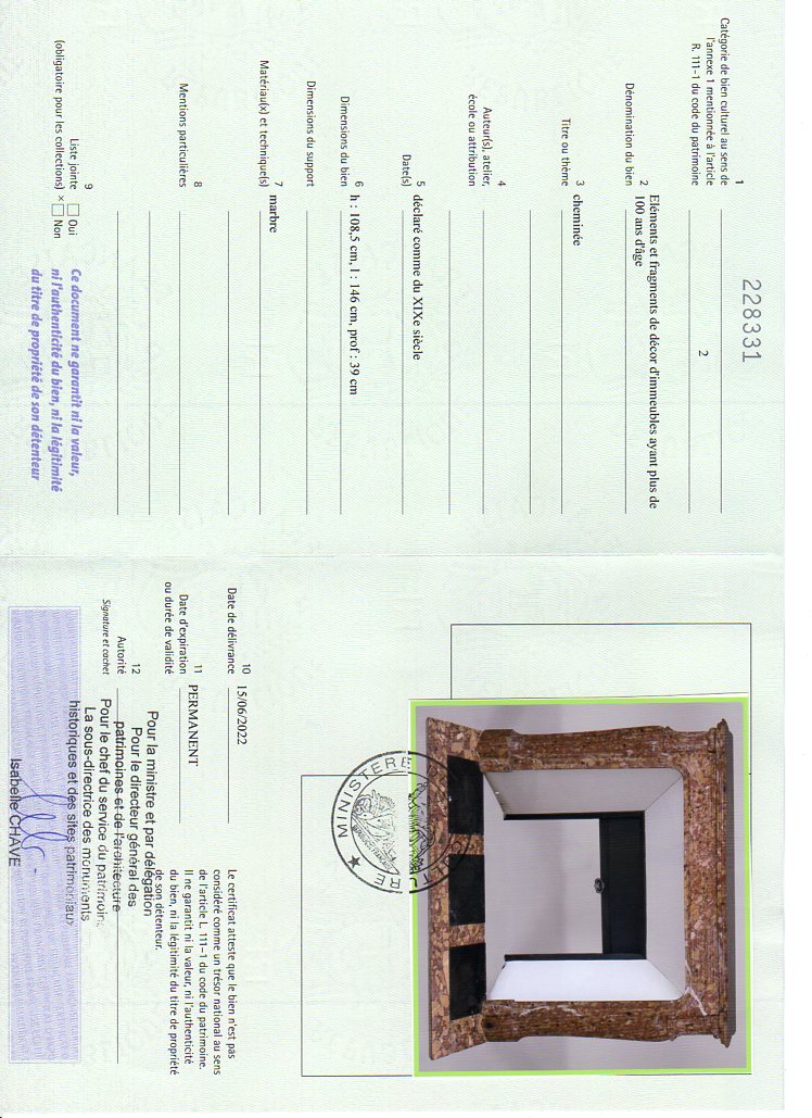 Certificat d'exportation