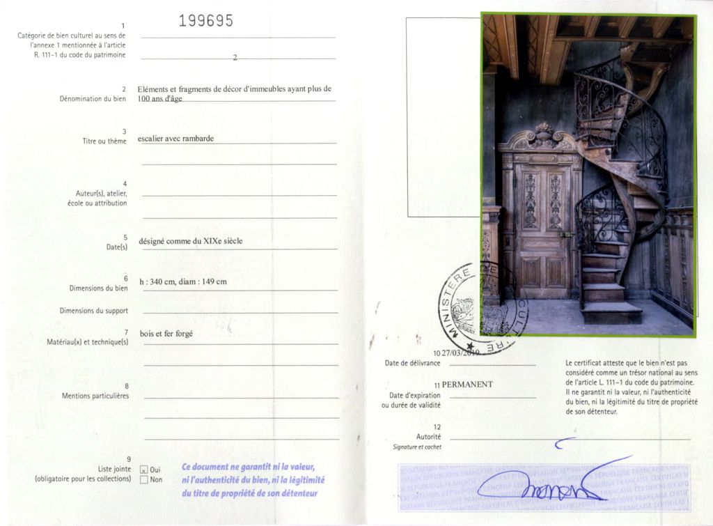 Certificat d'exportation