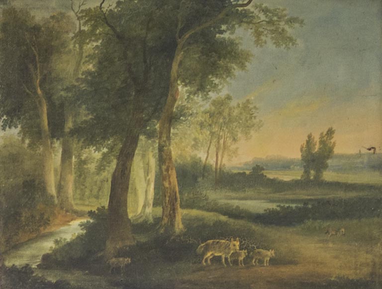 Pièce de boiserie, scène de chasse à courre-3