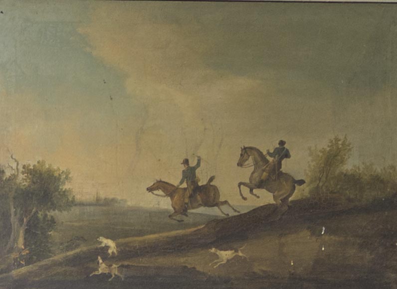 Pièce de boiserie, scène de chasse à courre-7