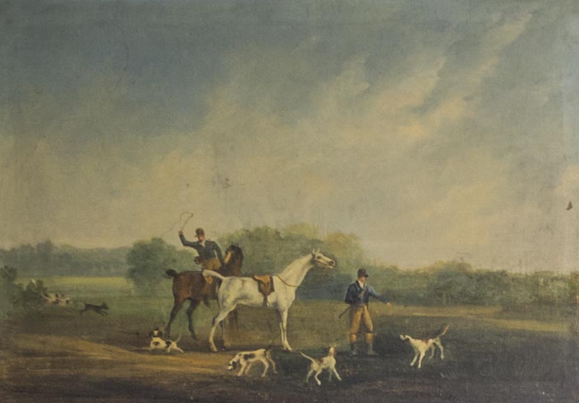 Pièce de boiserie, scène de chasse à courre-10