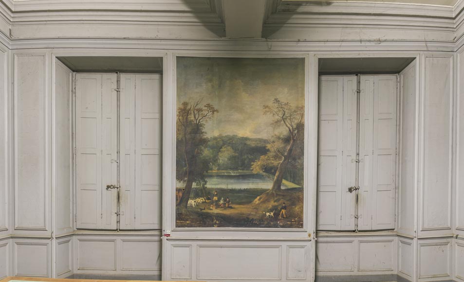 Pièce de boiserie, scène de chasse à courre-12