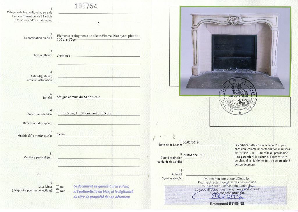 Certificat d'exportation