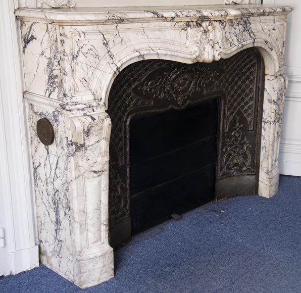 Cheminée ancienne de style Louis XV en marbre Brèche de Serravezza-5