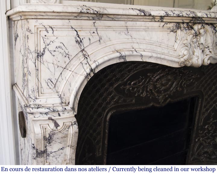 Cheminée ancienne de style Louis XV en marbre Brèche de Serravezza-6