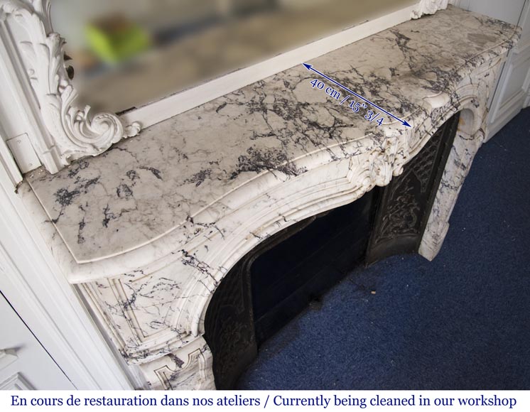 Cheminée ancienne de style Louis XV en marbre Brèche de Serravezza-12