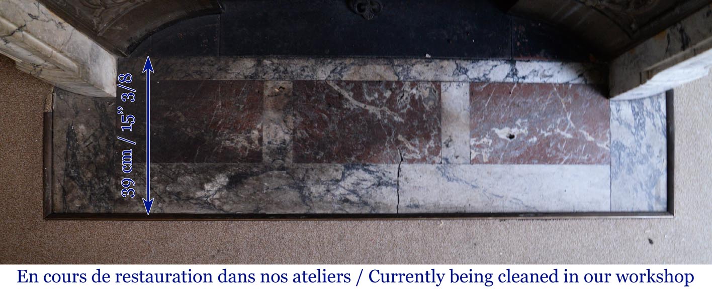 Belle Cheminée de style Louis XV à feuillette en marbre Saravenza-10