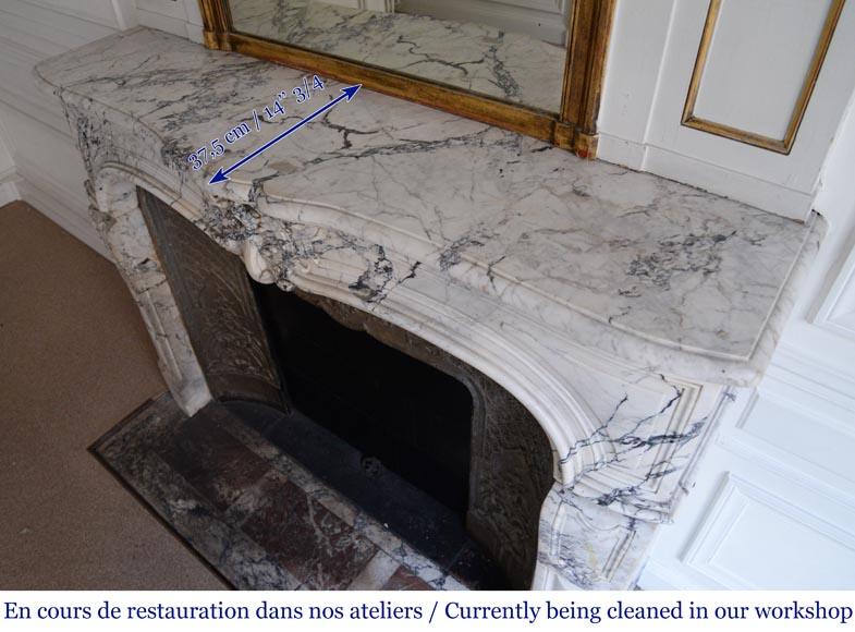 Belle Cheminée de style Louis XV à feuillette en marbre Saravenza-11