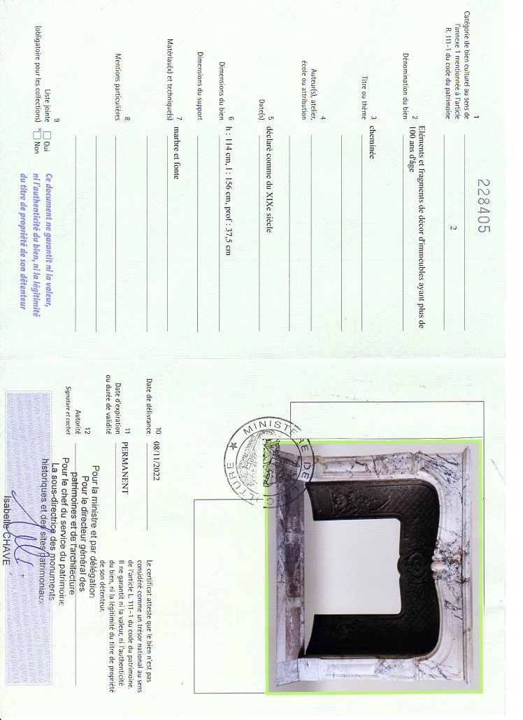 Certificat d'exportation