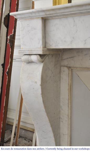 Cheminée ancienne de style Restauration, en marbre de Carrare-3