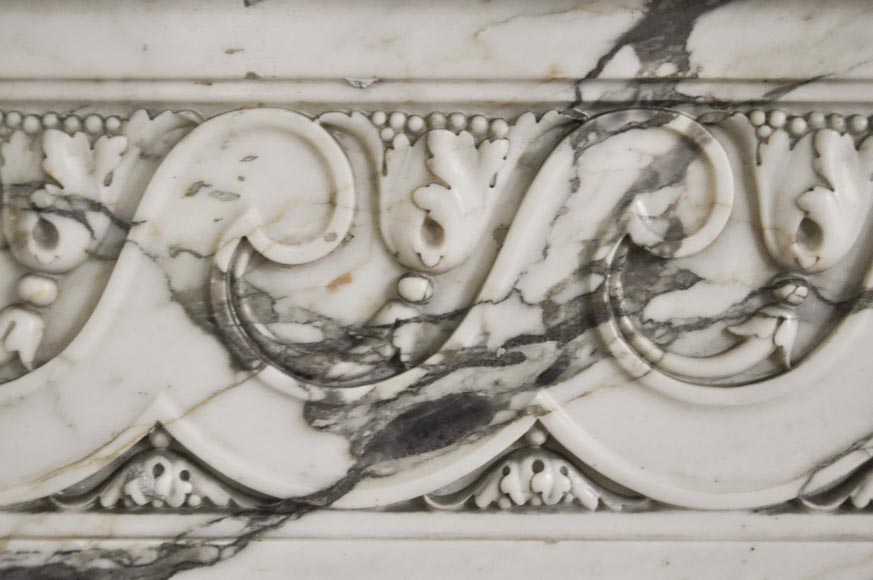 Cheminée ancienne de style Louis XVI, en marbre Brèche Violette-2