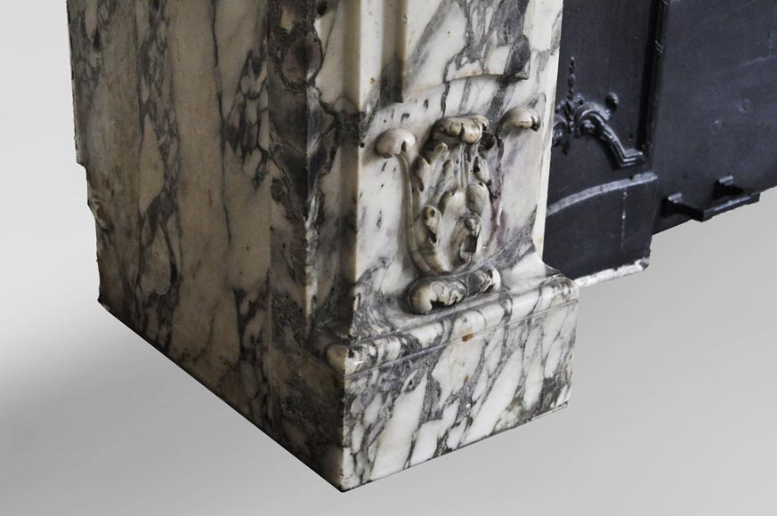 Cheminée ancienne de style Louis XVI, en marbre Brèche Violette-6