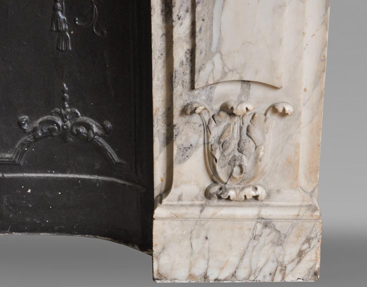 Cheminée ancienne de style Louis XVI, en marbre Brèche Violette-9