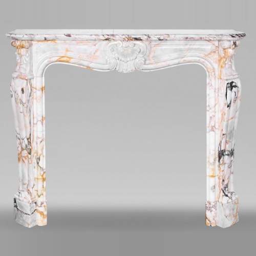 Cheminée de style Louis XV en marbre breccia Nuvolata