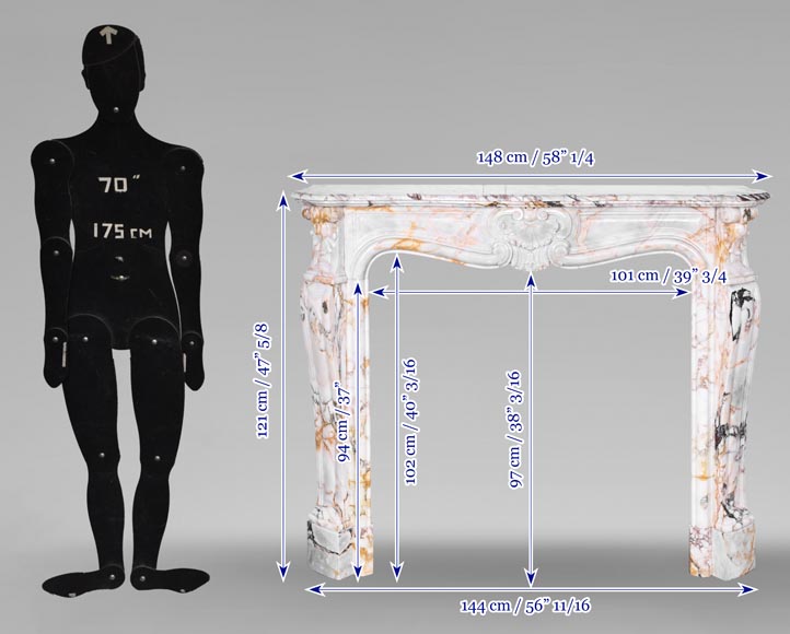 Cheminée de style Louis XV en marbre breccia Nuvolata-11