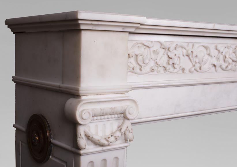 Cheminée ancienne de style Louis XVI en marbre Statuaire de Carrare-4