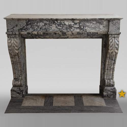 Cheminée ancienne de style Restauration en marbre Bleu Fleuri