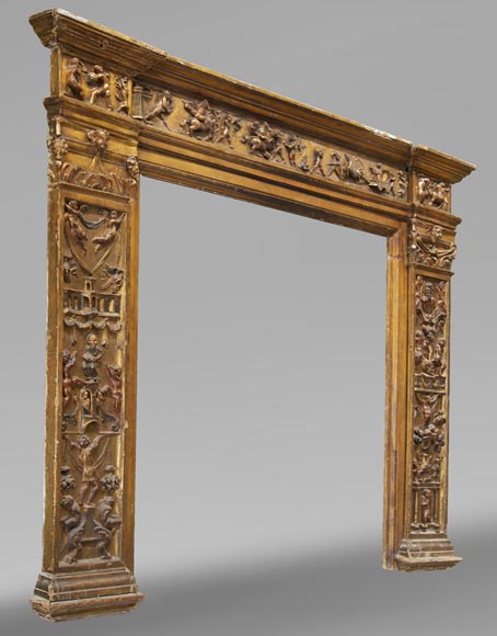 Cheminée italienne du XVIIIe siècle en bois sculpté -2